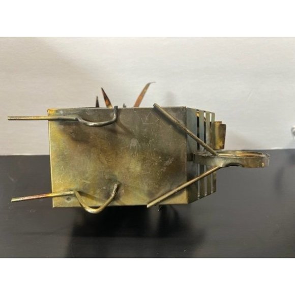 Vintage Tin Cart with Flowers Hand Made Metal Decor - Picture 4 of 8